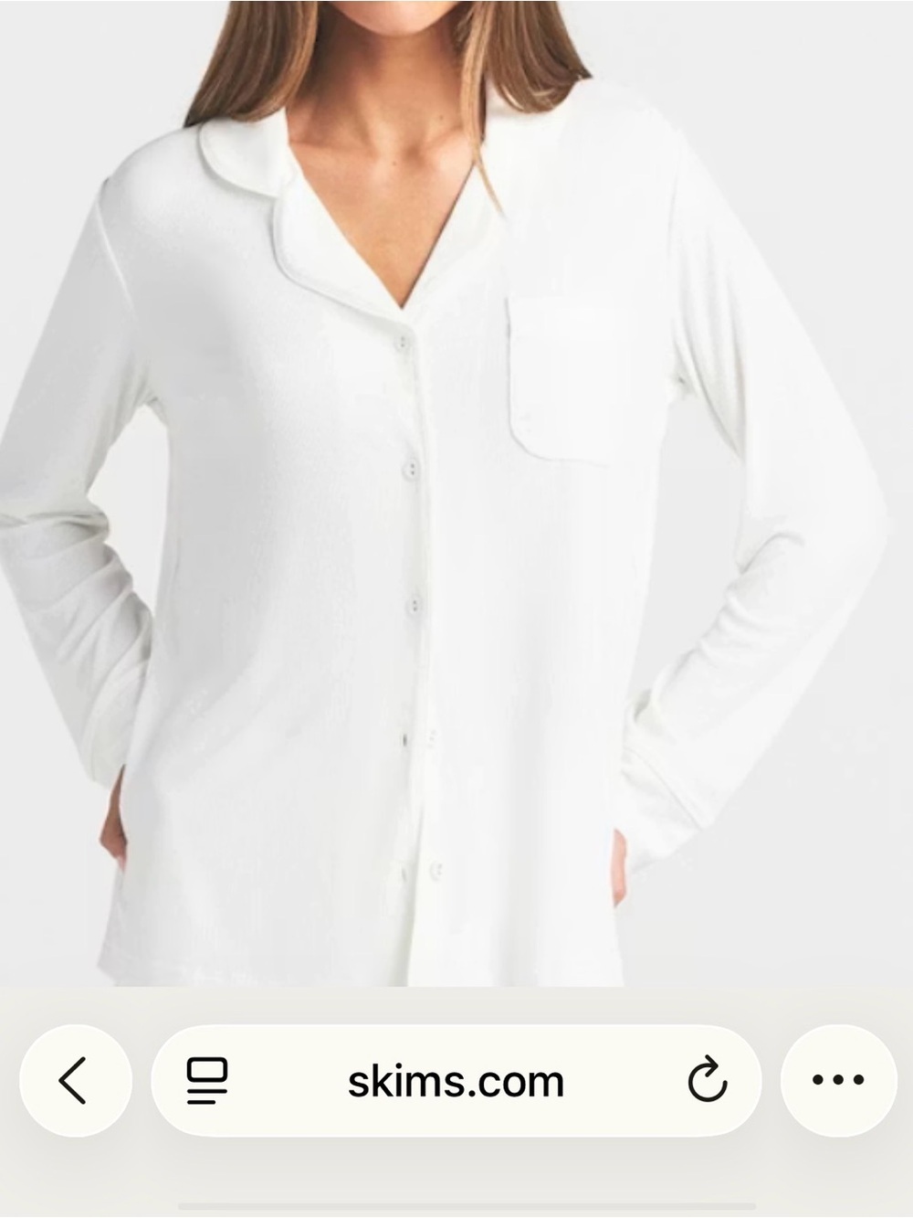 Nwt SKIMS White Button-Front Notch Collar Top - Picture 1 of 1